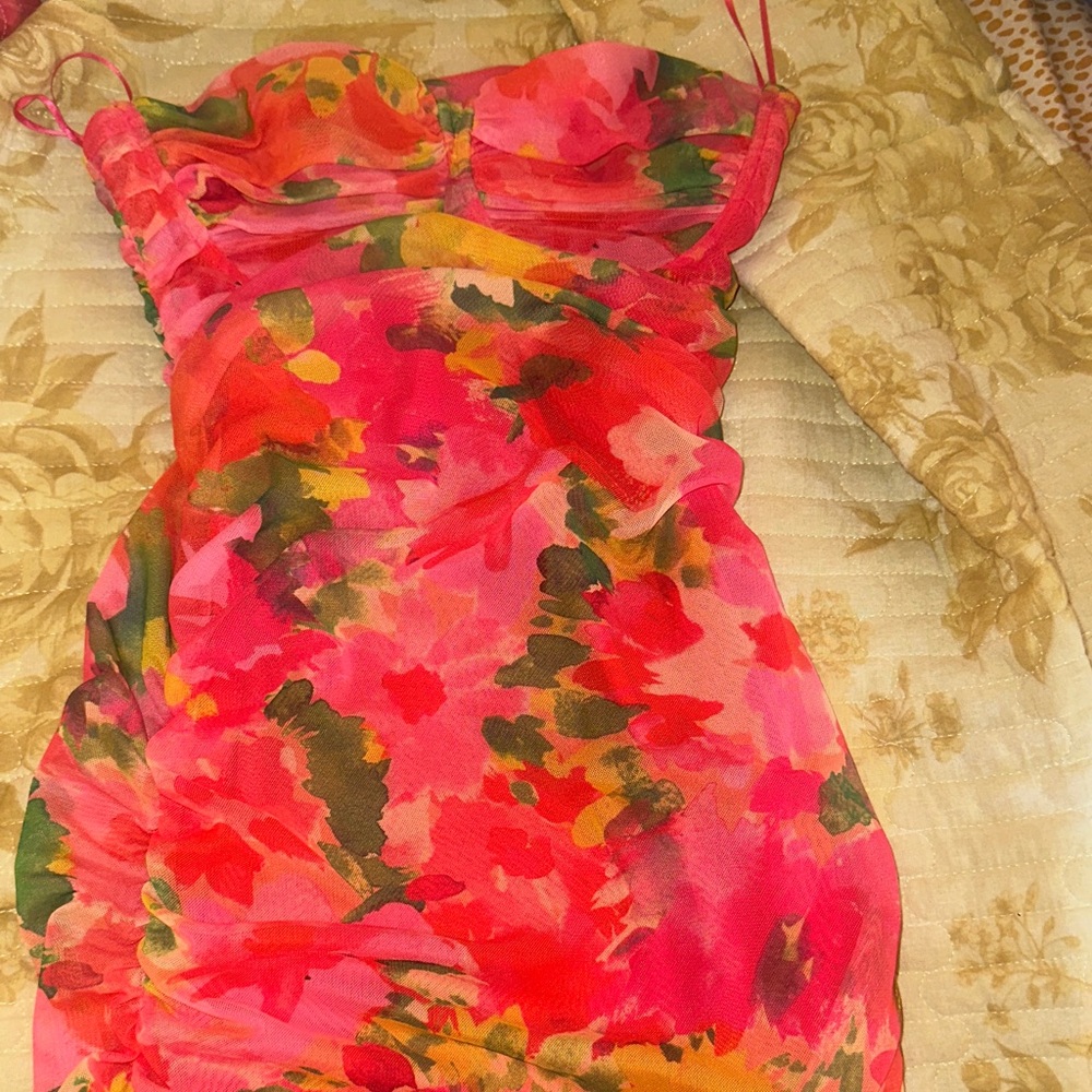 Zara Strapless Multicolor Floral Dress